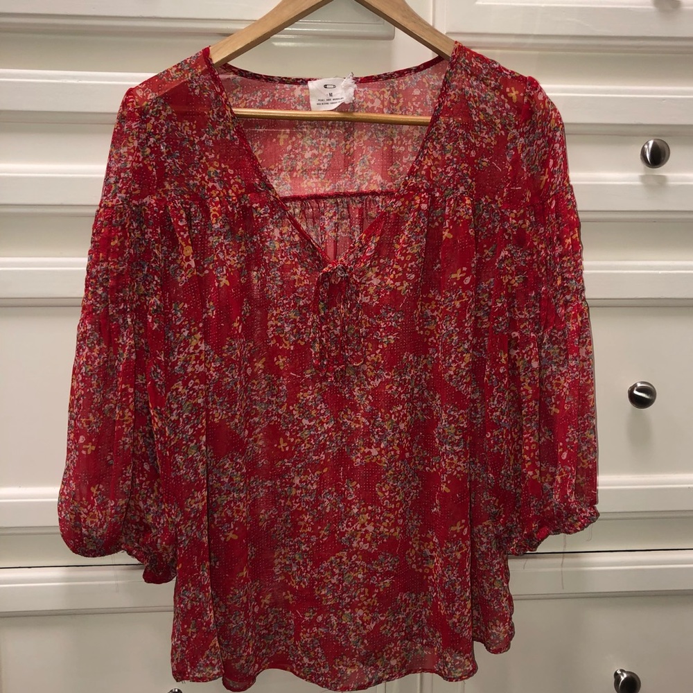 Anthropologie Pins and Needles sheer floral blouse